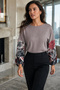 Women's Light Beige Sleeve Patterned Balloon Knit Sweater Arm-20K081001