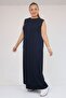 42050 Plus Size Modal Sleeveless Dress - Navy Blue