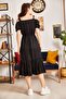 Women's Black Elastic Waist Strap Dress ARM-21K001214 - 8