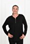 Women's Half Zipper Detailed Plus Size Blouse 1387-23