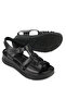 , Women's Genuine Leather Comfort Sandals 1611051Z110 Black - 4