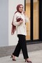 Single Button Trousers with Fold Detail on the Front and Pockets - Black - 3