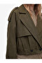 Pile Detailed Balloon Sleeve Epaulet Buttoned Double Breasted Collar Crop Jacket - 5