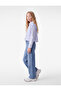 Classic Collar Long Sleeve Relaxed Fit Poplin Striped Crop Shirt with Bow - 2
