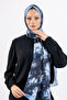 Flower Pattern Cotton Shawl, Imported Fabric, High Quality & New Season Shawl, Rosea Collection " Blue-Navy Blue " - 4