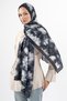 Flower Pattern Cotton Shawl, Imported Fabric, High Quality & New Season Shawl, Rosea Collection " Black-Grey "