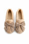Nora Cream Soft Plush Non-Slip Sole Women's Ballerina Slippers with Bow Accessories - 4