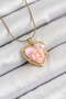 316L Steel Chain Pink Artistic Portrait Pearl Detailed Daisy Figured Heart Model Gold Color Women's Necklace