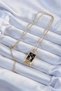 316L Steel Chain Gold Color Zircon Stone Black Enamel Girl Figured Tarot Necklace - 2