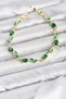 Brass Gold Color Green Zircon Stone Flower Model Women's Bracelet - 2
