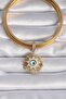 Brass Gold Color Evil Eye Beaded Fringed Star Figure Ajda Charm - 2