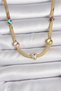 316L Steel Gold Color Italian Chain Colorful Zircon Stone Heart Figure Women's Necklace