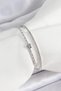 Brass Silver Color Zircon Stone Heart Detailed Women's Bracelet