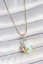 316L Steel Gold Color Chain Blue Enamel Pearl Flower Embroidered Portrait Model Women's Necklace