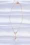 316L Steel Chain Gold Color Pearl Stone Detail Heart Necklace - 2