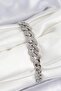 Brass Zircon Stone Cuban Chain Model Silver Color Women's Bracelet