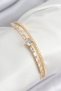 Brass Zircon Stone Heart Model Gold Color Women's Bracelet