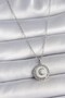 316L Steel Silver Color Chain White Enamel Crescent Embroidered Medallion Model Women's Necklace