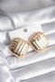 Brass Gold Color Embroidery Detail Women's Earrings - 2