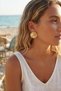 Gold Color Sea Shell Starfish and Pink Stone Detailed Earrings - 2