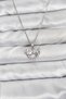 316L Steel Chain Silver Color Heart and Bow Model Zircon Stone Women's Necklace