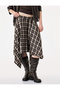 Asymmetrical Cut Plaid Midi Skirt - 2