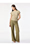 Drawstring Fabric Crew Neck Cap Sleeve T-Shirt