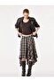 Asymmetrical Cut Plaid Midi Skirt