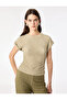Drawstring Fabric Crew Neck Cap Sleeve T-Shirt - 2