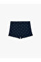 Lace Detailed Bowknot Comfortable Cut Camisole Polka Dot Viscose Shorts Pajama Bottoms - 5