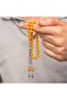 Silver Tassel Yellow Round Crimped Amber Prayer Beads - 3