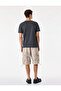 Belted Lace-Up Cargo Pocket Detailed Stopper Cotton Abstract Printed Bermuda Shorts - 4