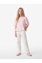 Linen and Viscose Blend Balloon Sleeve Crew Neck Blouse