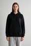 Women's Black Hooded Sweatshirt with Kangaroo Pocket and 3-Thread Fleece Inside - 2