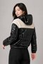 Women's Cream Black Patent Leather Inside a Lined Elastic Waist K Hooded C Cropped P Plush Coat Hzl24W-Brc144441 - 3