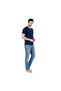 V Neck Tshirt for Men 100% Combed Cotton - Navy Blue - 3