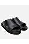 Men's Leather Black Ultra Light Sole Slippers - 2