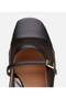 Women's Leather Black Mesh Open Back Heeled Shoes - 5