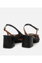 Women's Leather Black Mesh Open Back Heeled Shoes - 6