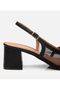 Women's Leather Black Mesh Open Back Heeled Shoes - 4