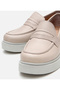 Women's Leather Beige Thick Soled Classic Loafer - 4