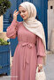 Balloon Sleeve Plain Model Dusty Rose Dress - 2
