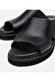 Men's Leather Black Ultra Light Sole Slippers - 3