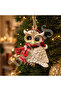 Christmas Tree Ornament Christmas Hat-Wearing Owl Figure – Red Patterned Scarf