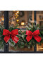 Christmas Tree 2-Piece Bow Red Glitter Eva Door and Glass Decoration - 3