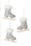 Christmas Pine Tree Ornament Set of 3 Silver Ice Skates 12 cm - 6
