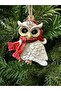 Christmas Tree Ornament Christmas Hat-Wearing Owl Figure – Red Patterned Scarf - 5