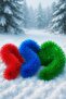 New Year's Pine Tree Ornament Glitter 2 m Red Blue Green Set of 3