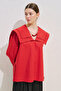 Sailor Collar Striped Shirt Red - 5