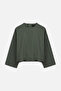 Cotton Crop Long Sleeve Bluz Pine Green - 2